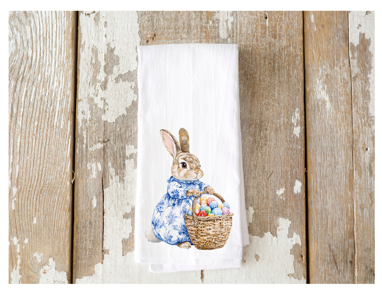 Chinoiserie Spring Brown Bunny Tea Towel