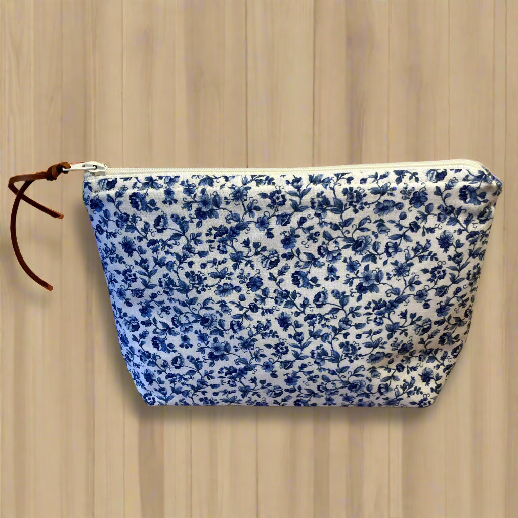 Mini Blue Floral Zipper Pouch