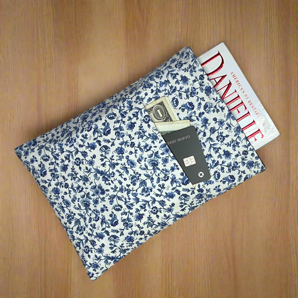 6x8" Mini Blue Floral Book/Kindle Sleeve