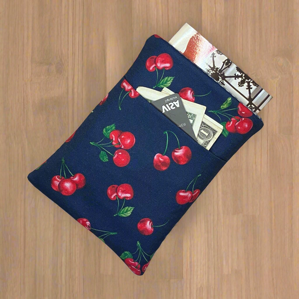 6x8" Cherry/Blue Gingham Book/Kindle Sleeve