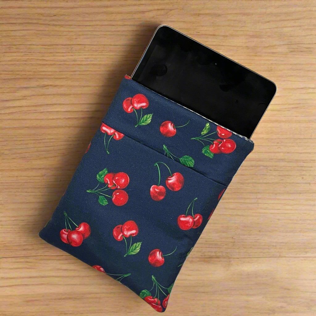6x8" Cherry/Blue Gingham Book/Kindle Sleeve