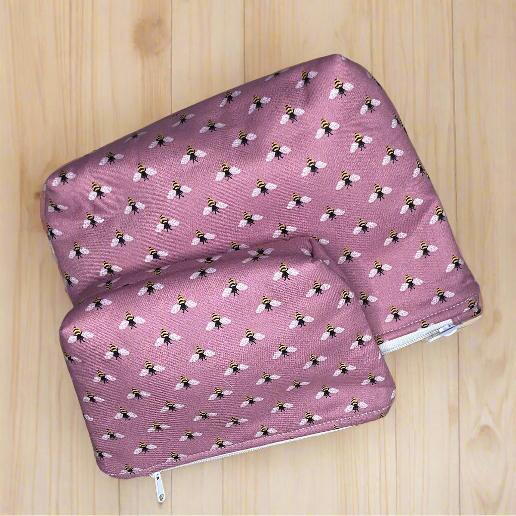 Mauve Bee Zipper Pouch