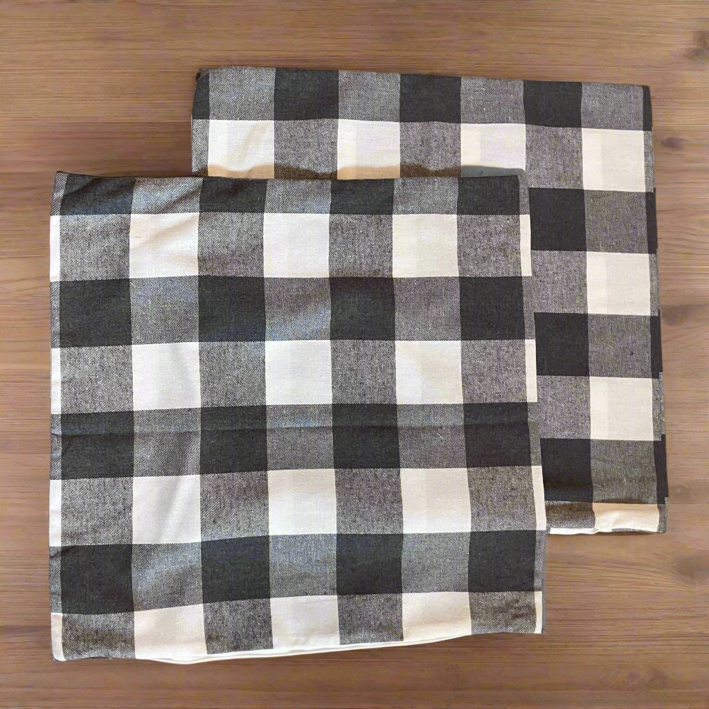 Sale Charcoal Gray & White Buffalo Check Pillow Cover
