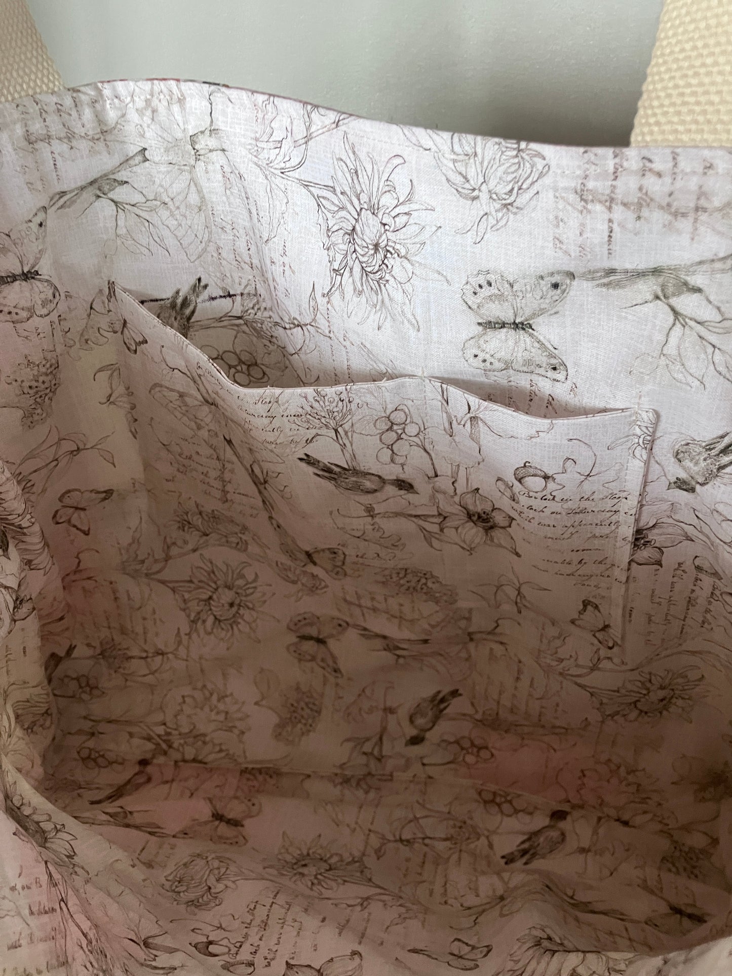 Quilted tote bag in Salmon and Pinks