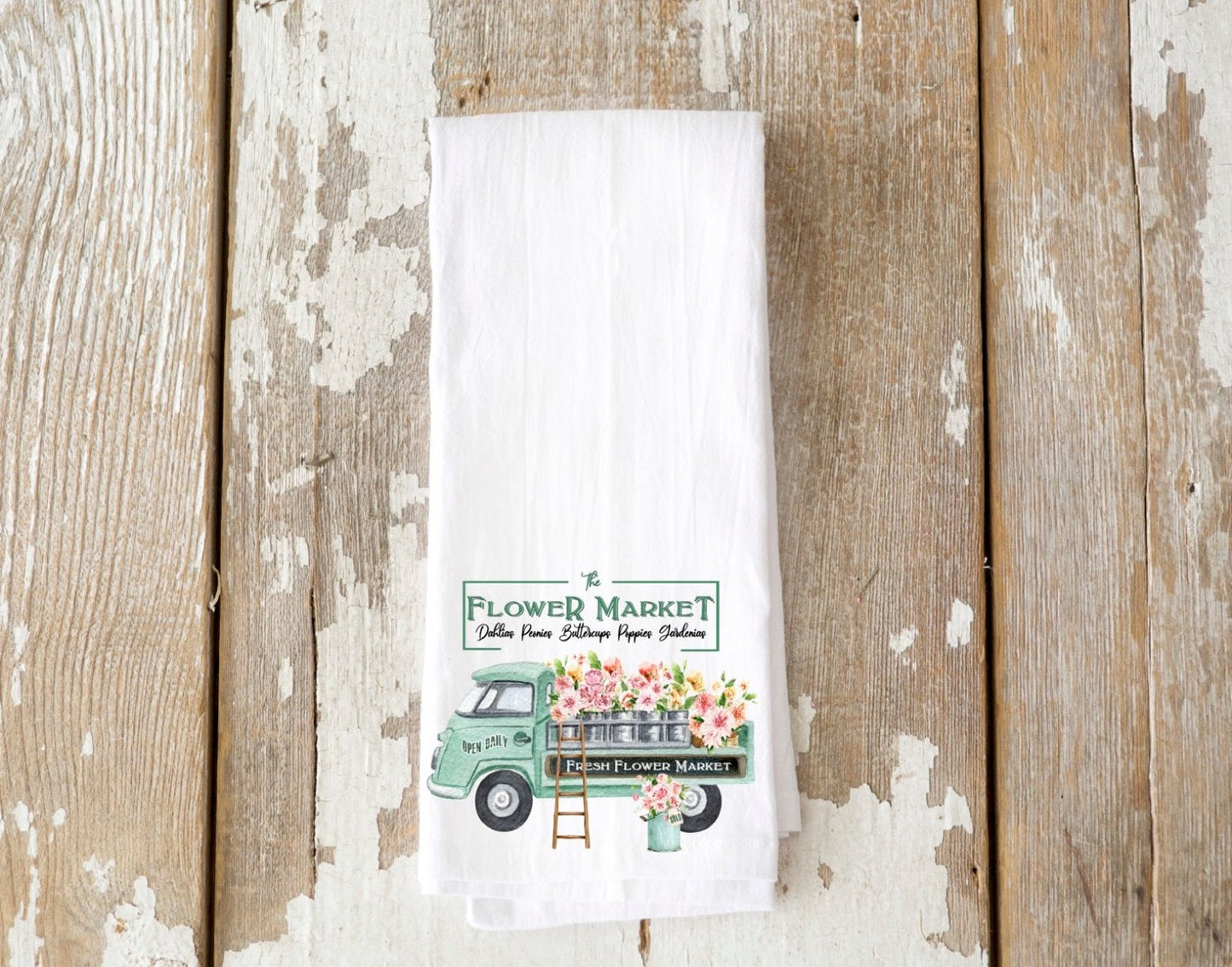 Spring Flower Market Tea Towel