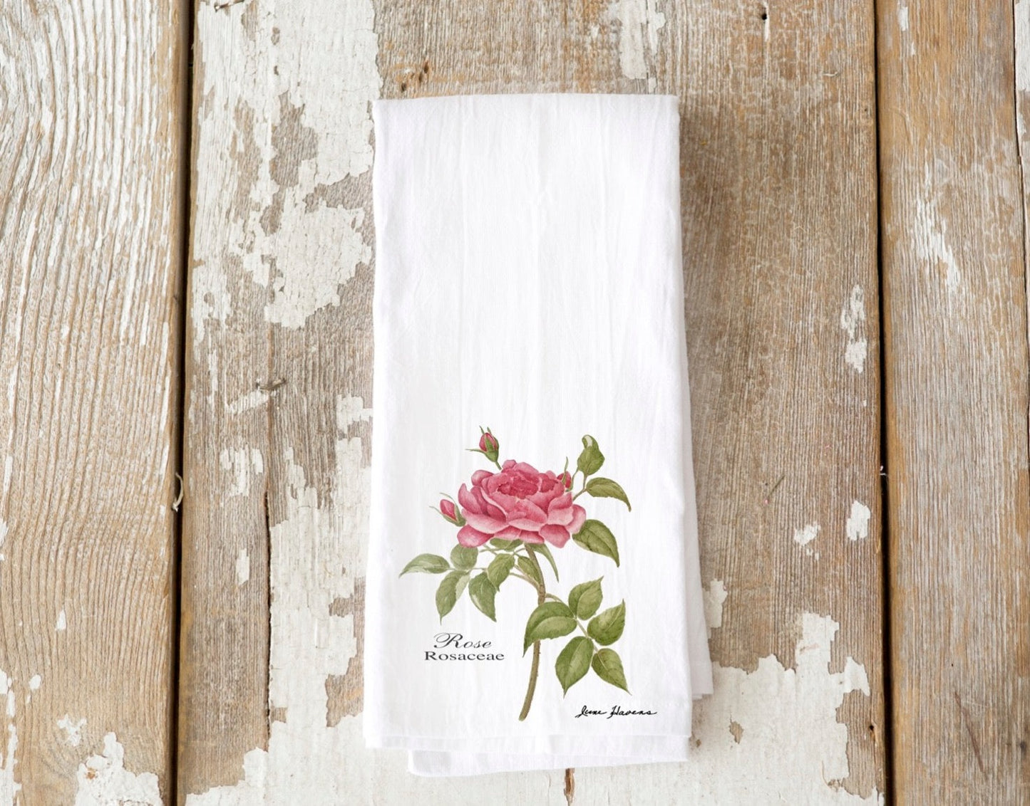 Pink Rose Tea Towel