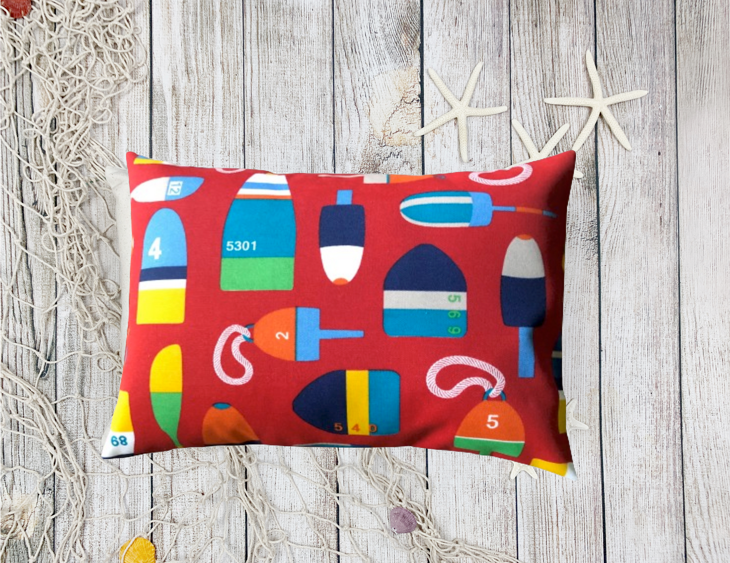 Beach Red Buoy 12x16 Throw Pillow