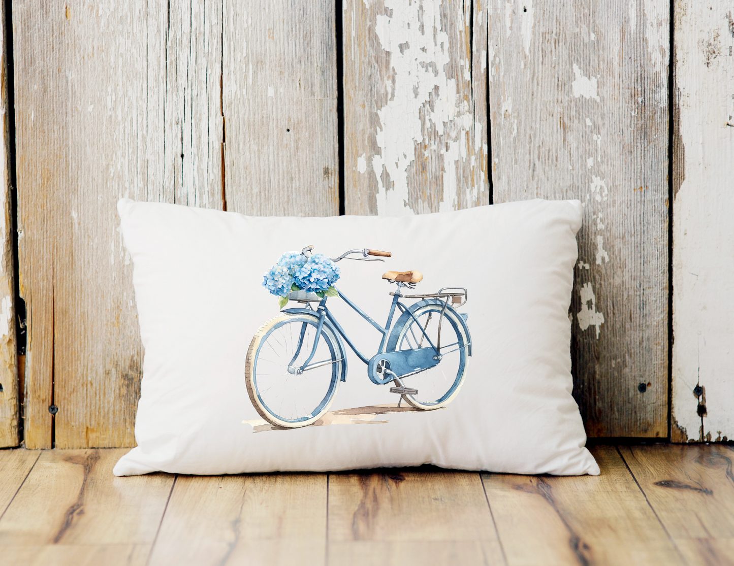 Bicycle with Hydrangea Beach Pillow