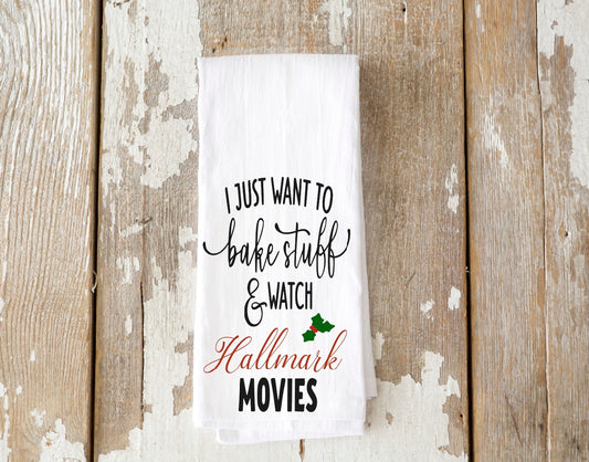 Bake and Watch Hallmark Movie Holiday Tea Towel