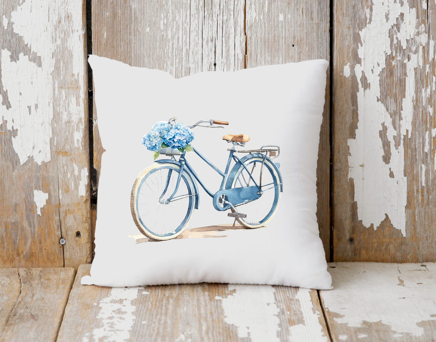 Bicycle with Hydrangea Beach Pillow