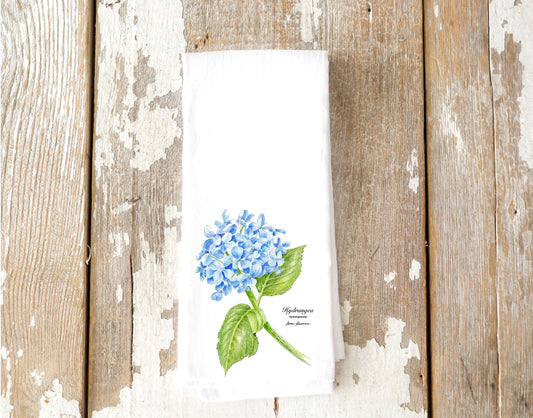 Watercolor Hydrangea Summer Tea Towel