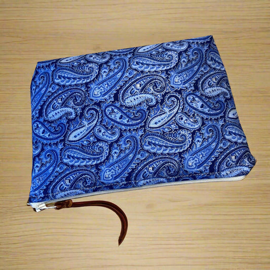Blue Paisley Zipper Pouch