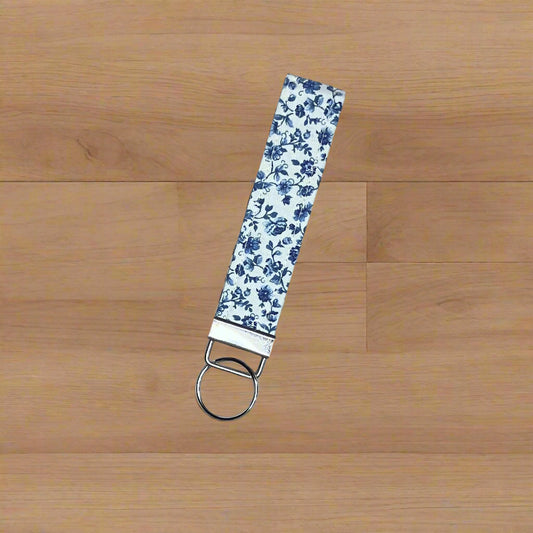 Mini Blue Flower Wristlet Keychain