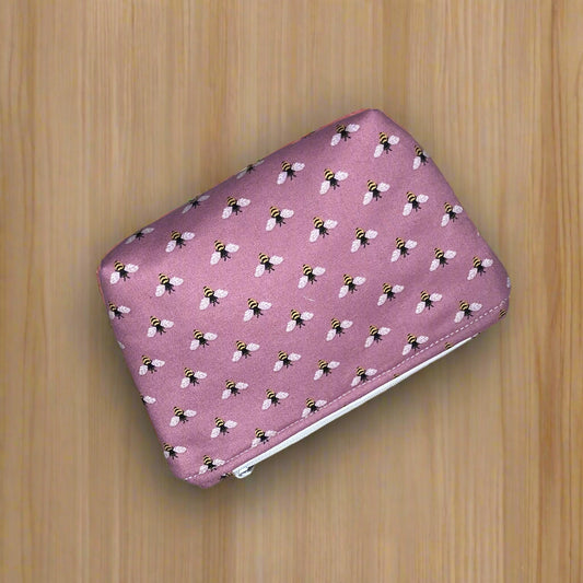 Mauve Bee Zipper Pouch