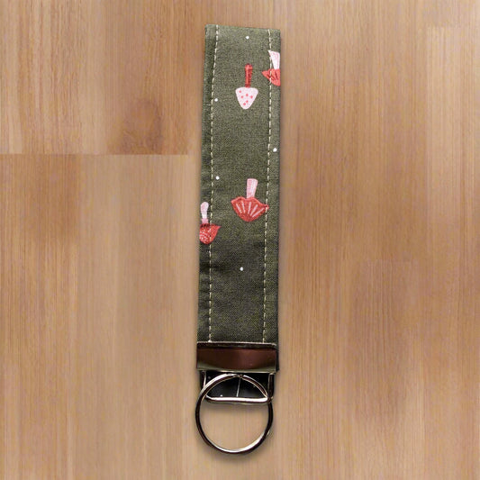 Olive Green Mushroom Wristlet Keychain