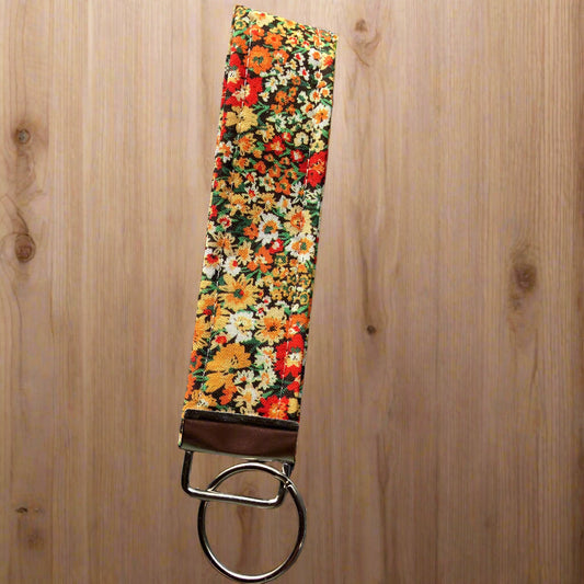 Fall Flowers Wristlet Keychain