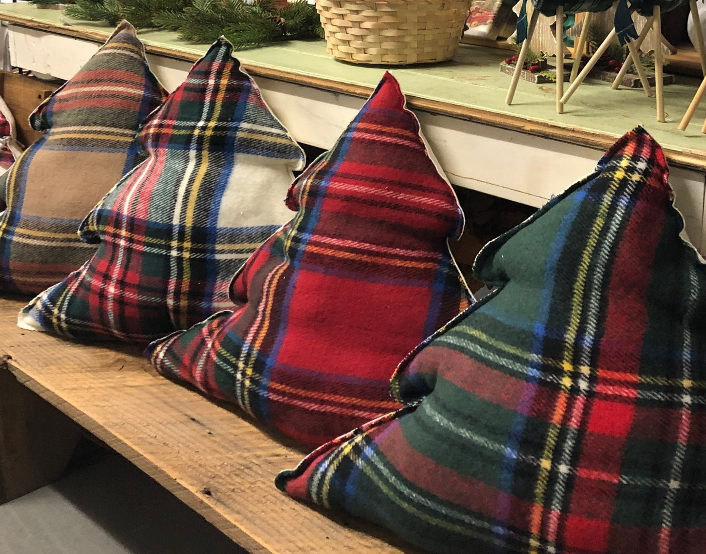 Holiday Plaid Tree Pillow