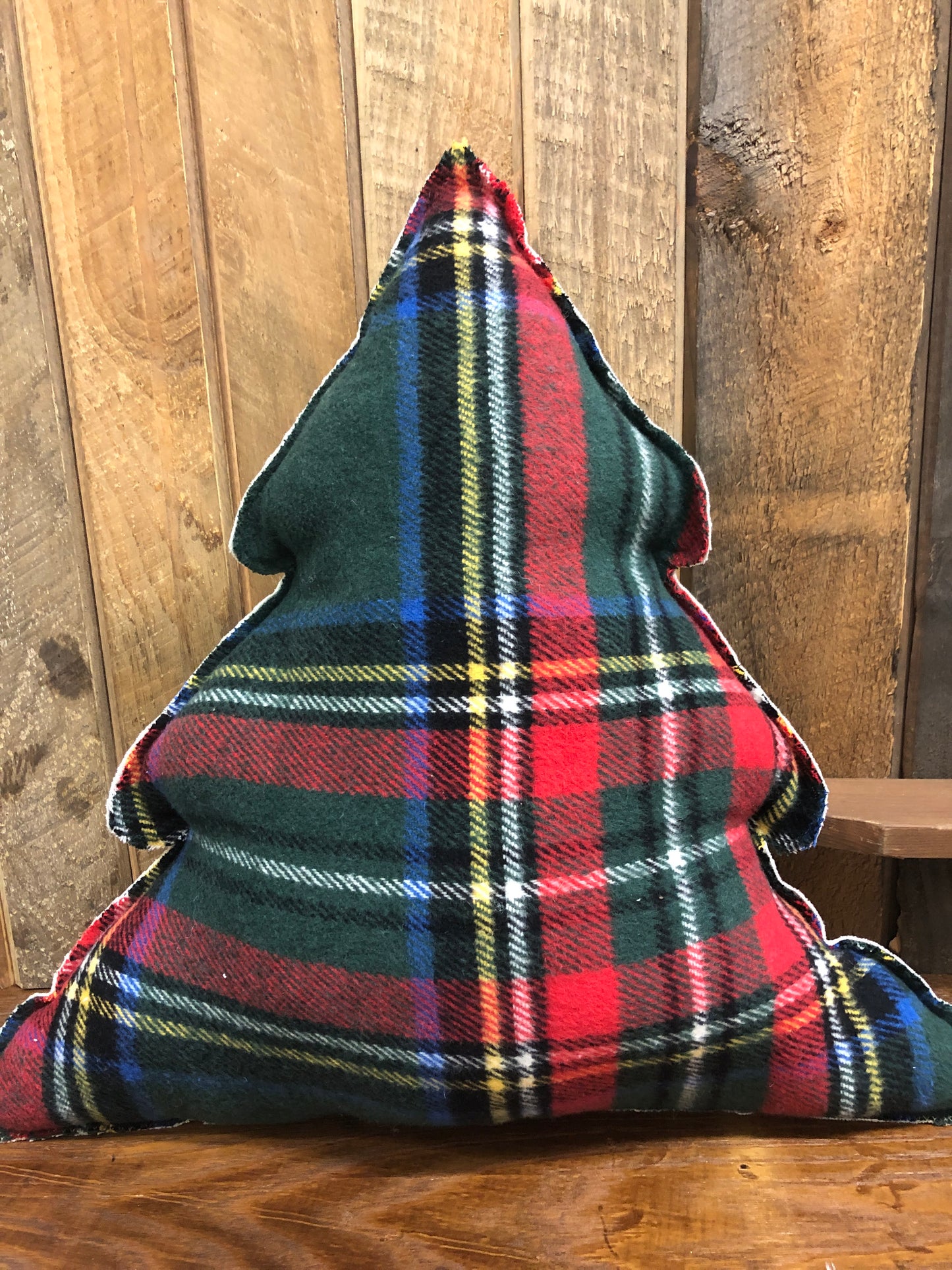 Holiday Plaid Tree Pillow