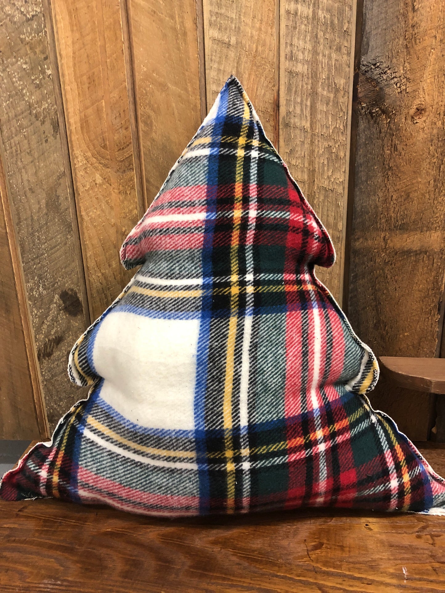 Holiday Plaid Tree Pillow