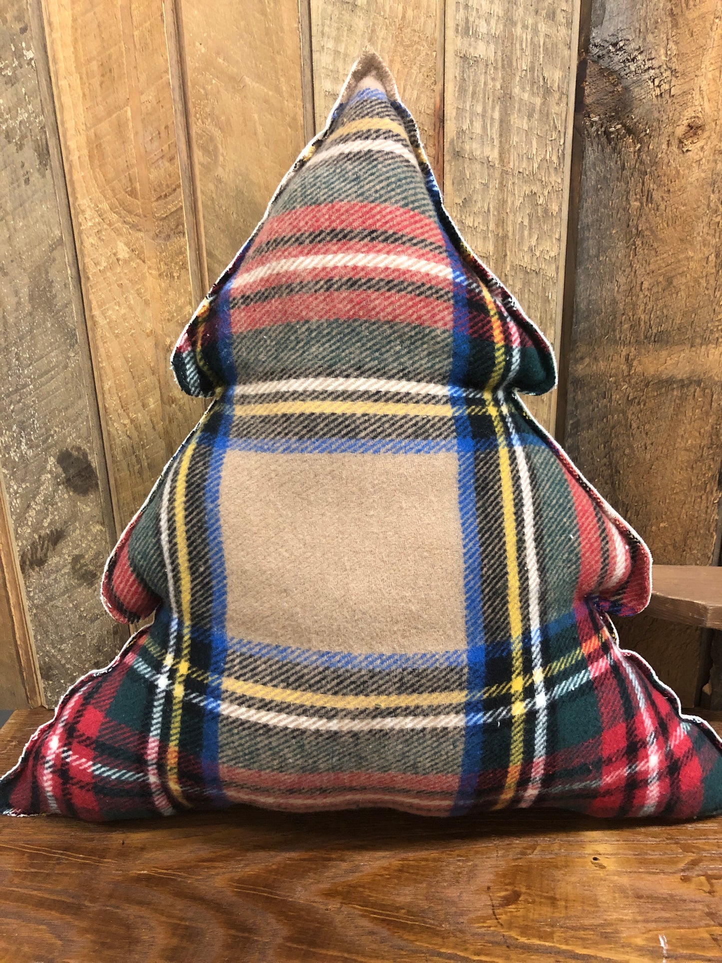 Holiday Plaid Tree Pillow