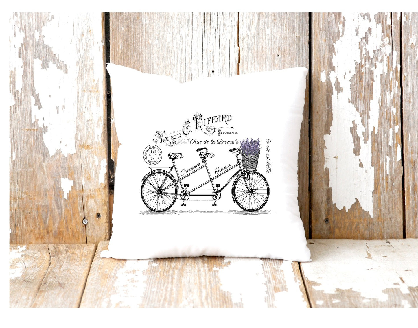 Lavender Vintage Bicycle Pillow