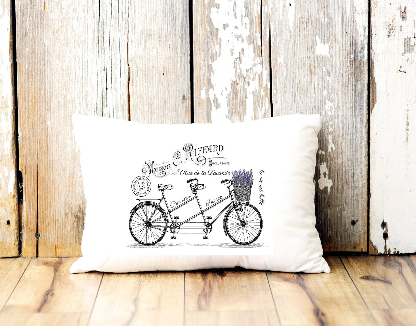 Lavender Vintage Bicycle Pillow