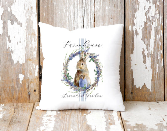 Lavender Garden Rabbit Spring Pillow