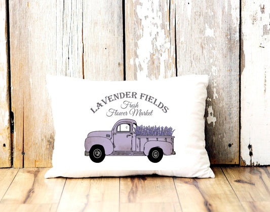 Lavender Truck Spring Pillow