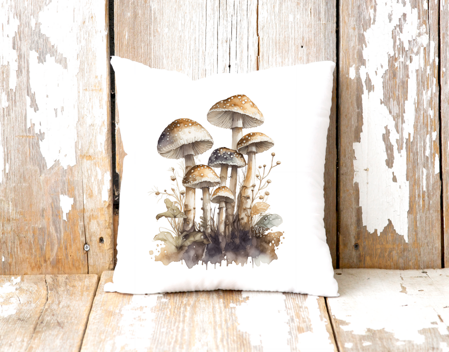Spring Woodland Mushroom Pillow