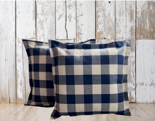 Navy and Ivory Buffalo Check Pillow