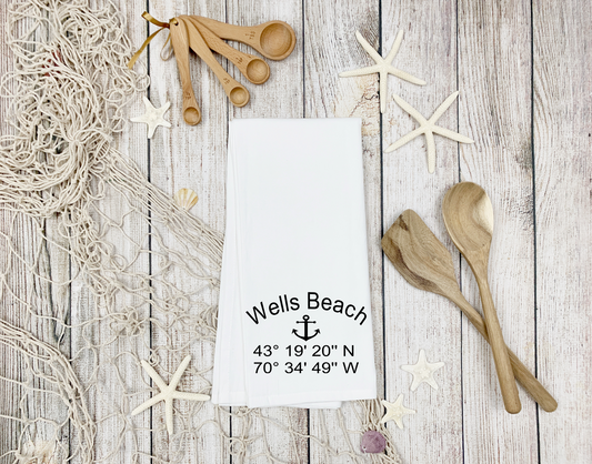 Customizable Nautical Latitude Longitude Tea Towel