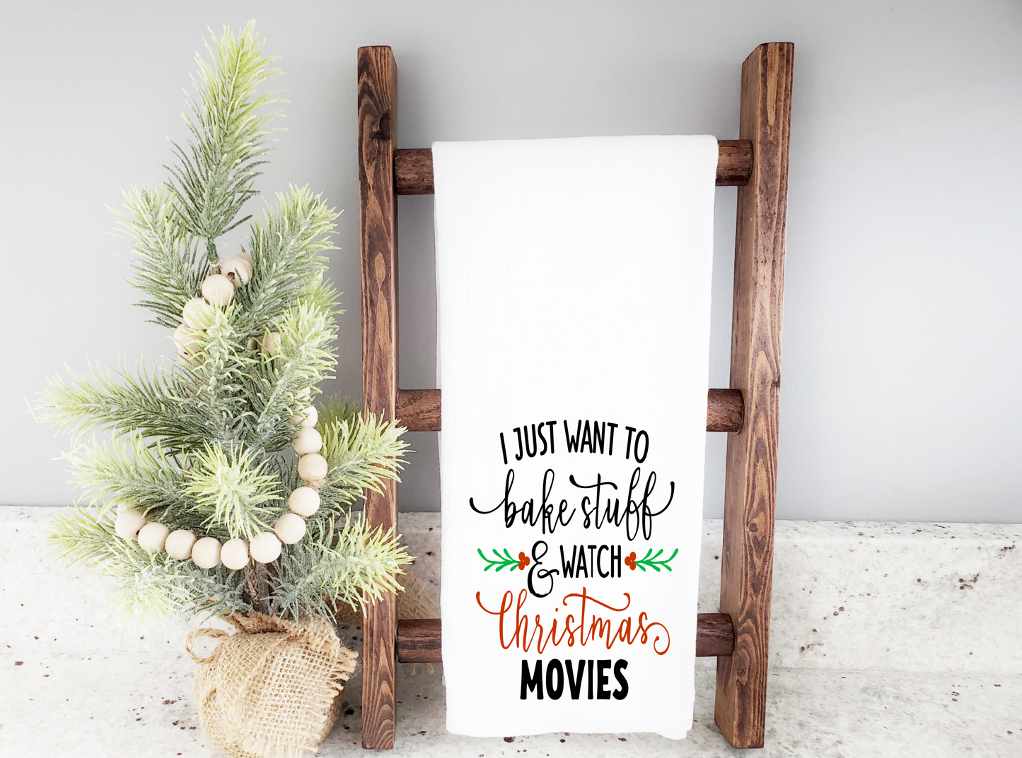 Bake and Watch Christmas Movie Holiday Tea Towel