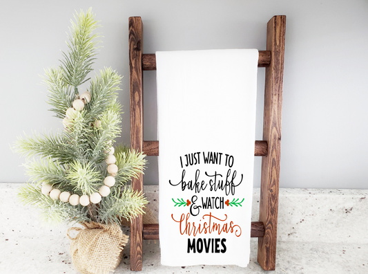 Bake and Watch Christmas Movie Holiday Tea Towel
