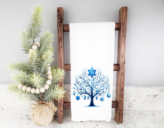 Hanukkah Menorah Tree Tea Towel