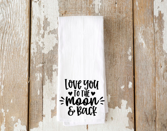 To the Moon and Back Valentine Tea Towel