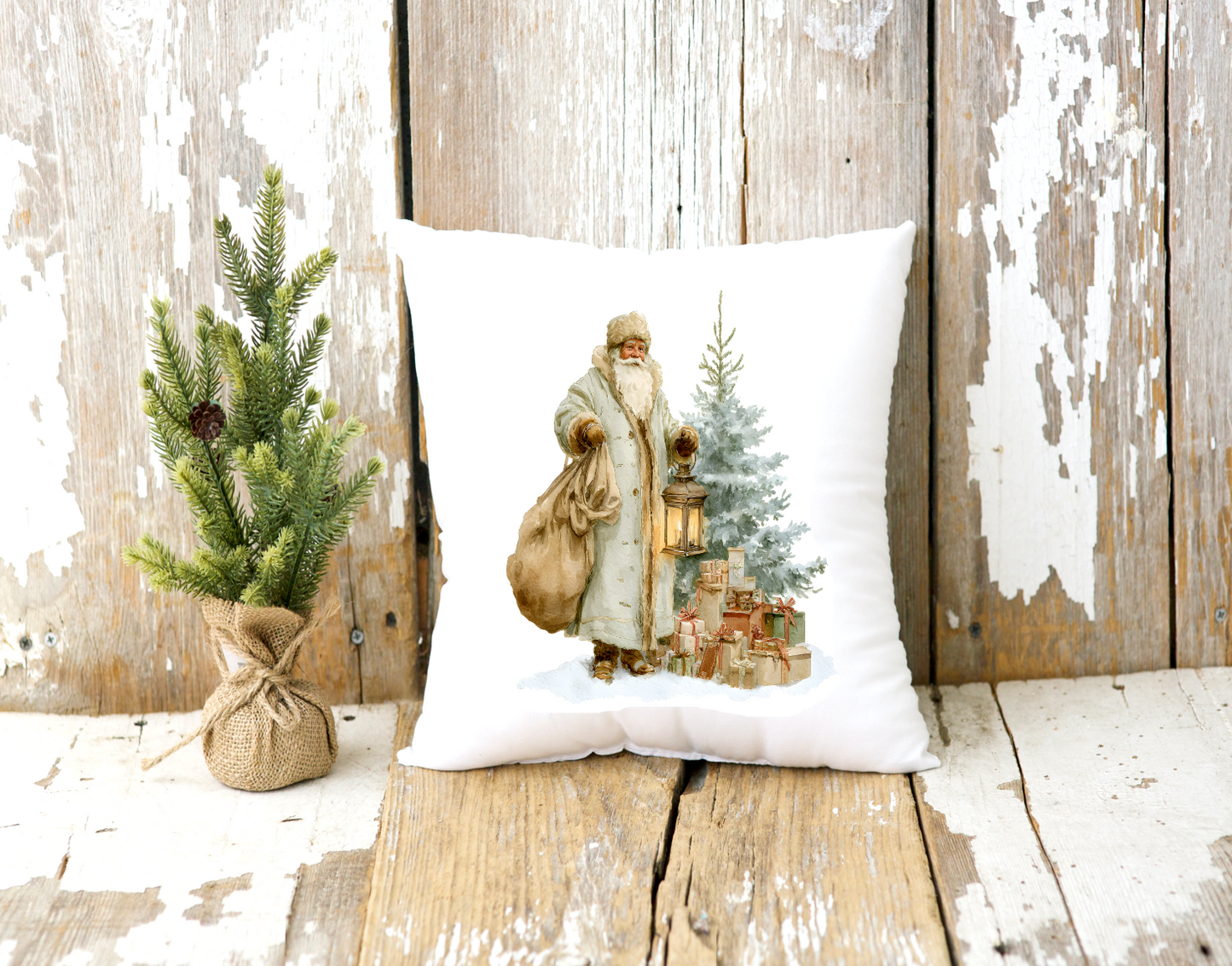 Vintage Santa Holiday Pillow