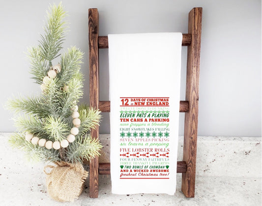 12 Days of Christmas in New England Holiday Tea Towel
