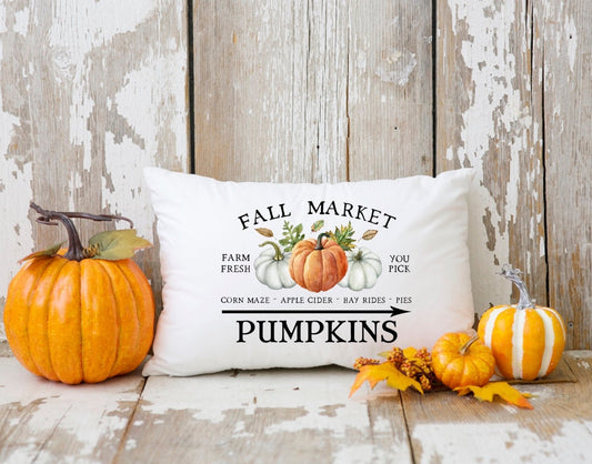Fall Market Pumpkins Pillow
