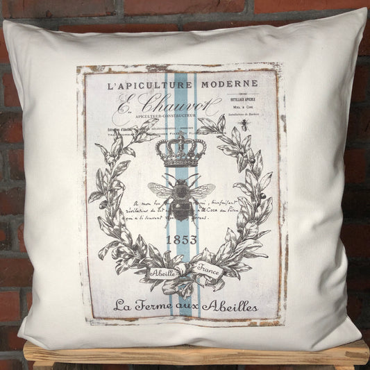 Rustic Country French Bee Spring Pillow
