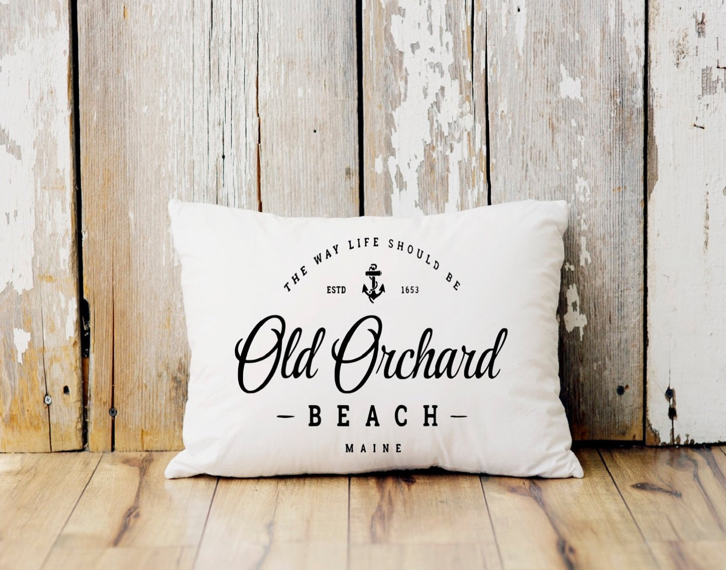 Maine Town/Beach  Customizable Pillow