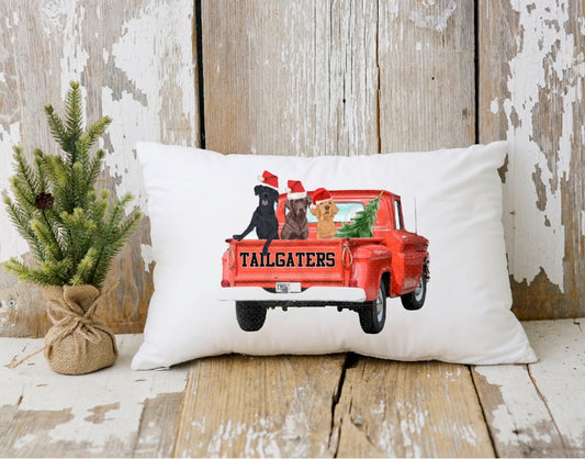Holiday Dog Tailgaters Pillow